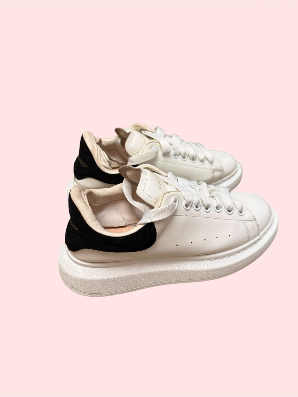 Alexander McQueen Oversized Sneaker White Black Lace-Up Low Top Size 37 - Picture 6 of 12
